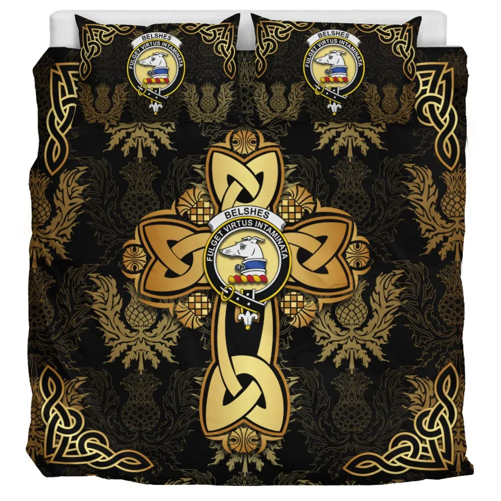 Belshes (Belsches) Clan Bedding Sets Gold Thistle Celtic Style