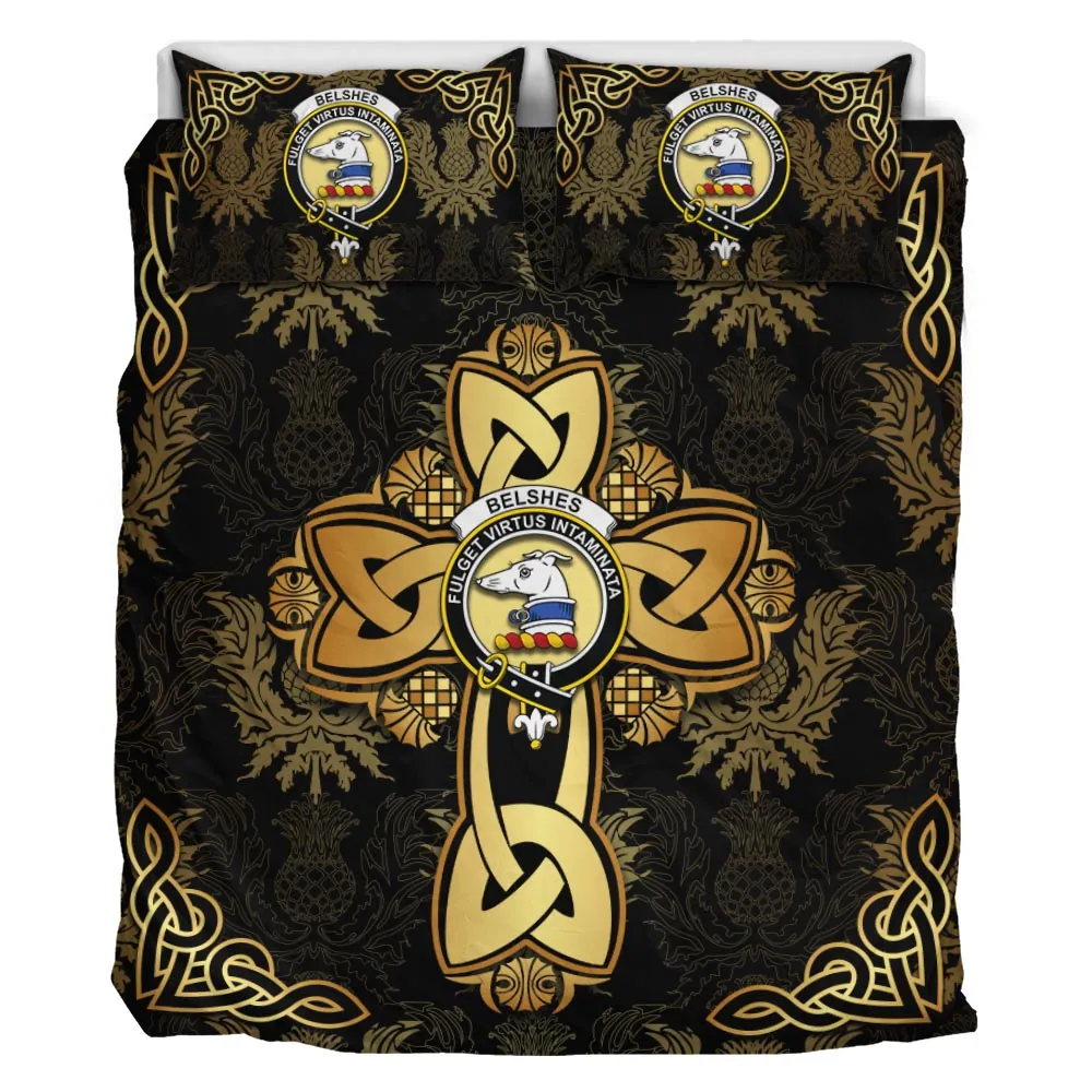 Belshes (Belsches) Clan Bedding Sets Gold Thistle Celtic Style