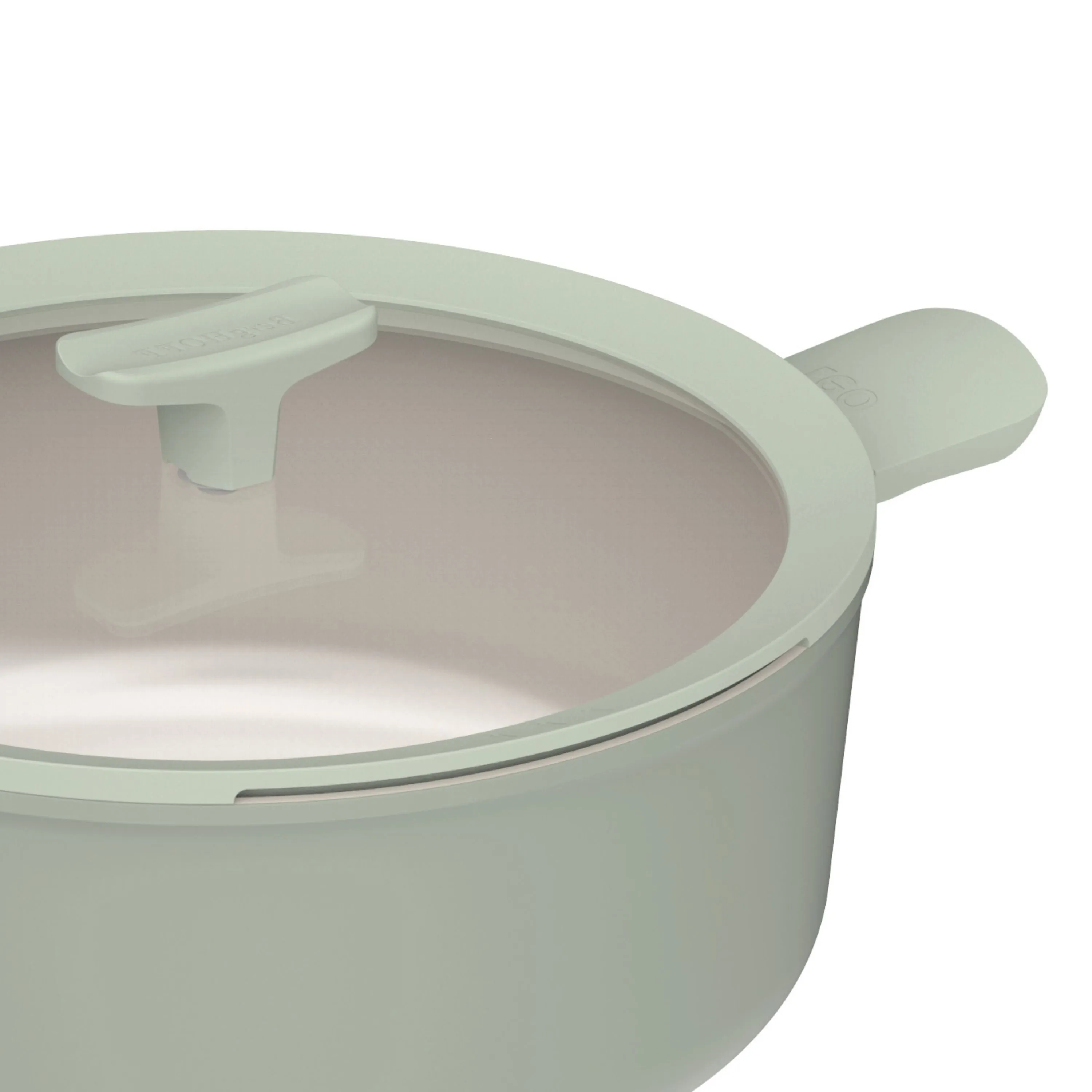 BergHOFF Balance Nonstick Ceramic Stockpot 11", 6.5qt. With Glass Lid, Recycled Aluminum, Sage