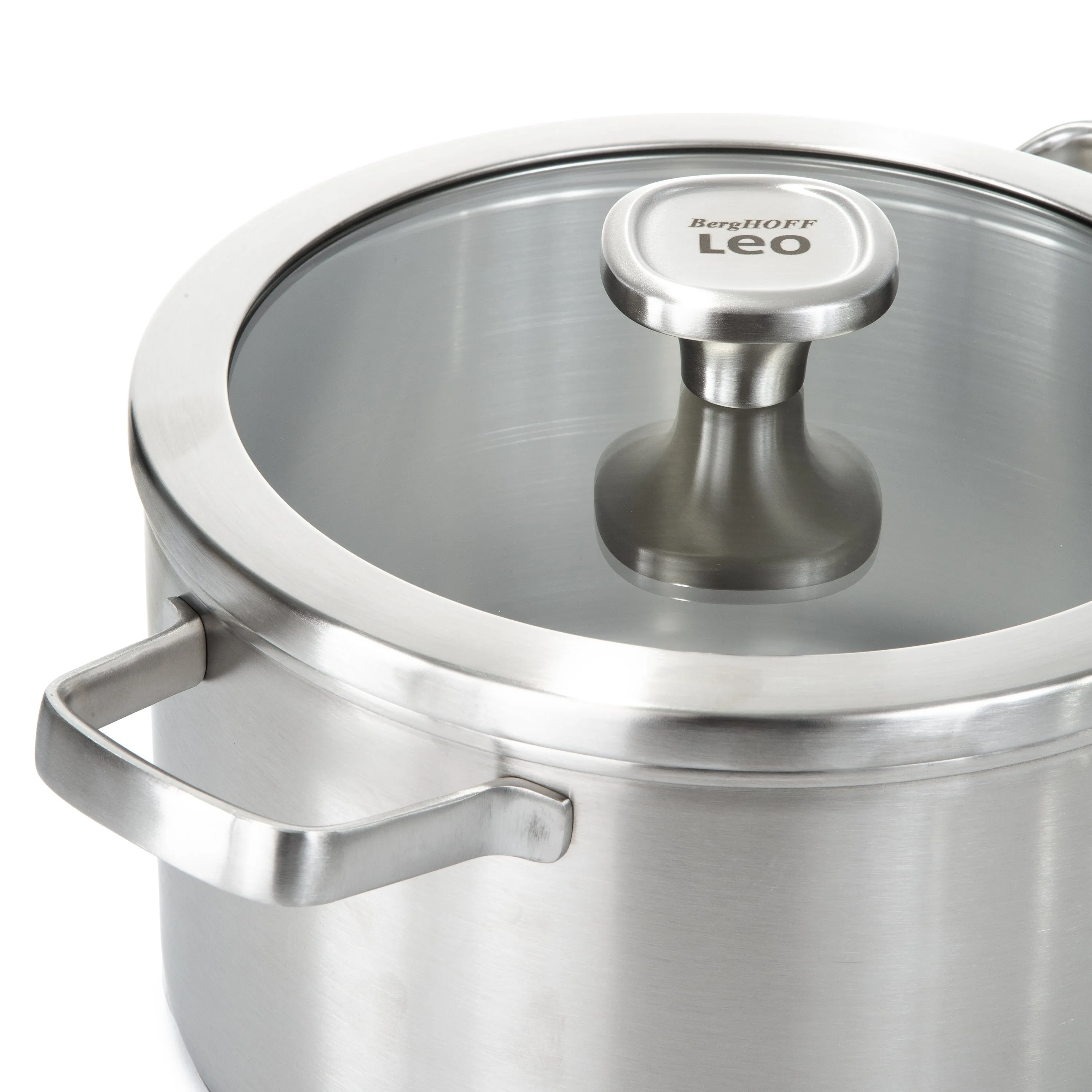 BergHOFF Leo Graphite Recycled 18/10 Stainless Steel Stockpot 10", 6.3qt. With Glass Lid