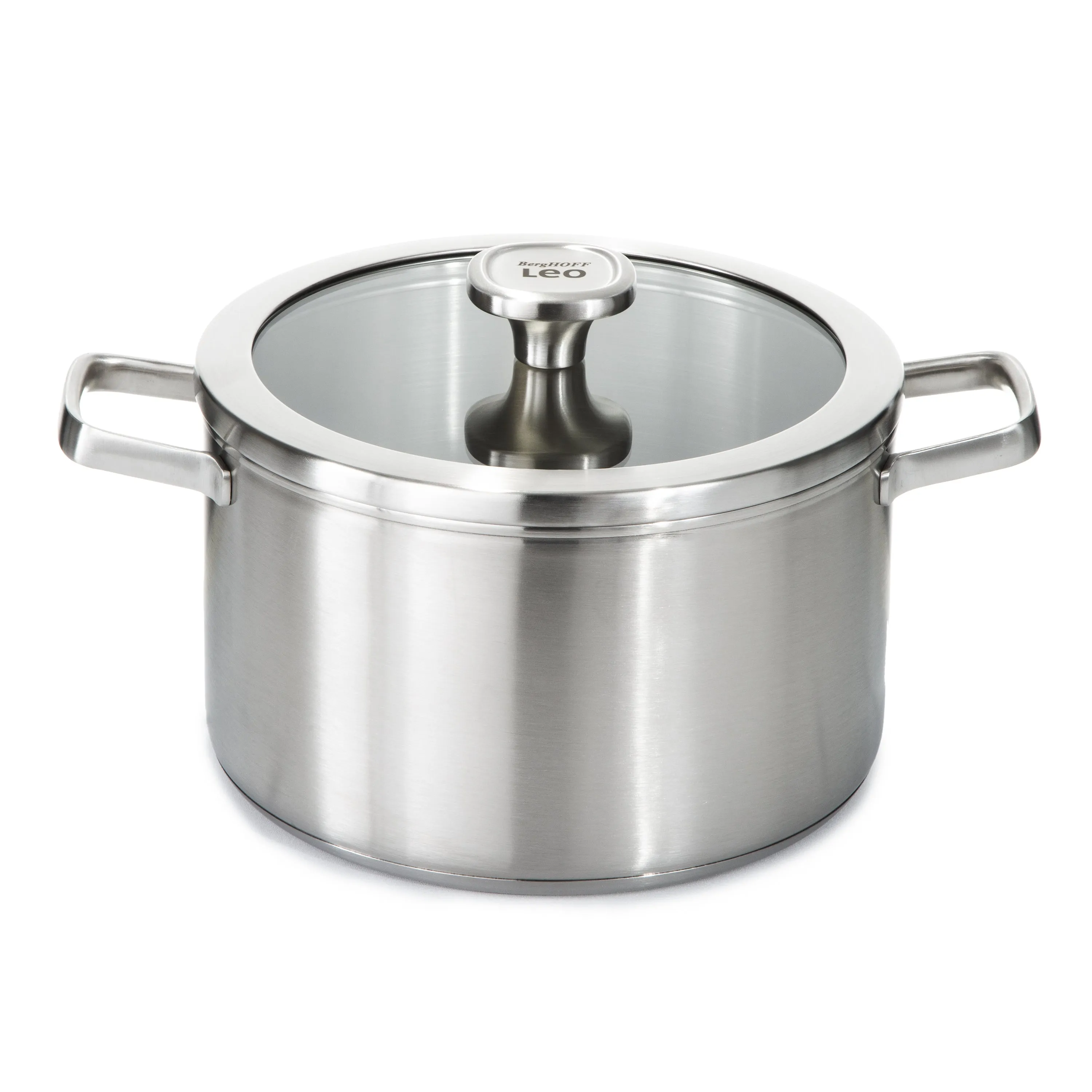 BergHOFF Leo Graphite Recycled 18/10 Stainless Steel Stockpot 10", 6.3qt. With Glass Lid