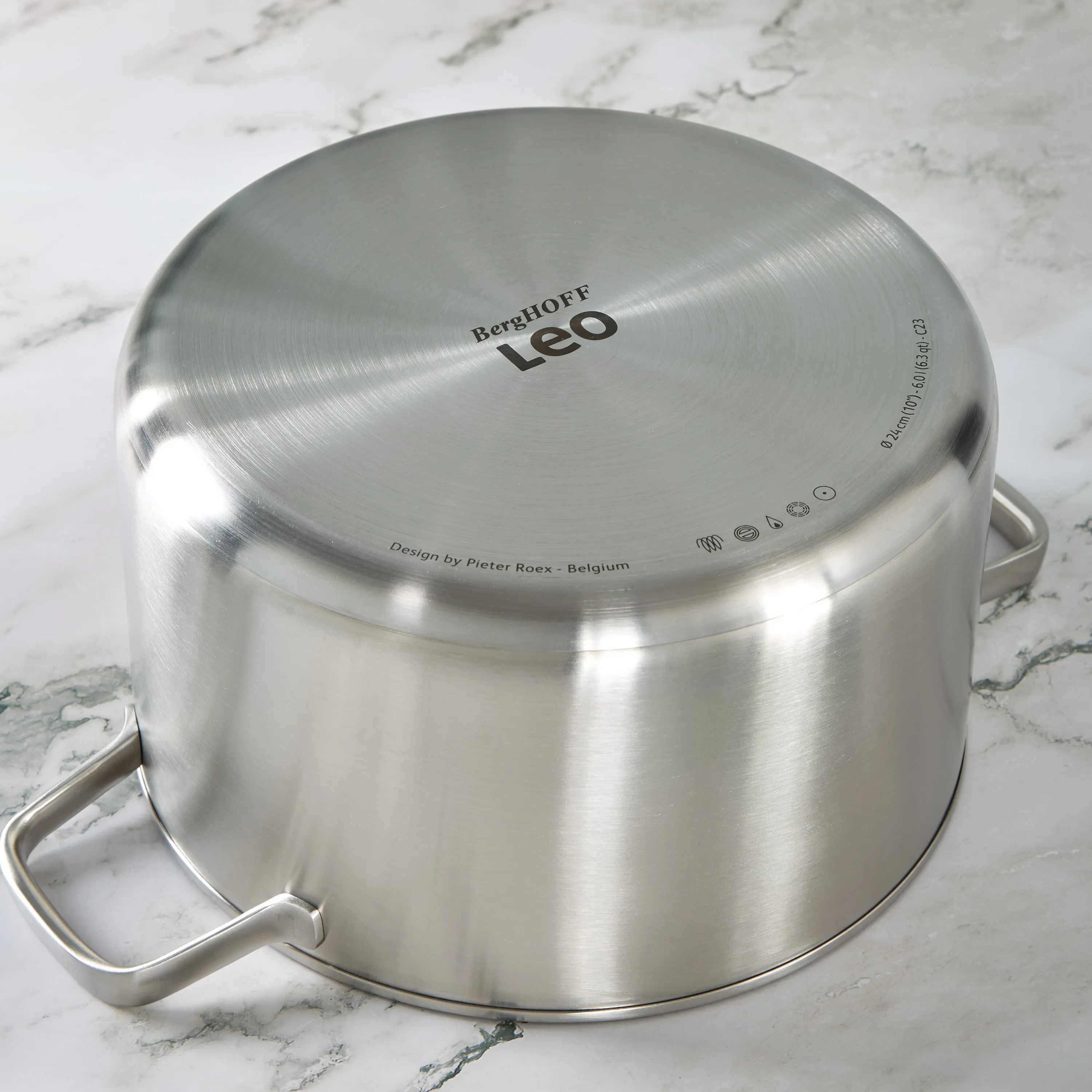 BergHOFF Leo Graphite Recycled 18/10 Stainless Steel Stockpot 10", 6.3qt. With Glass Lid