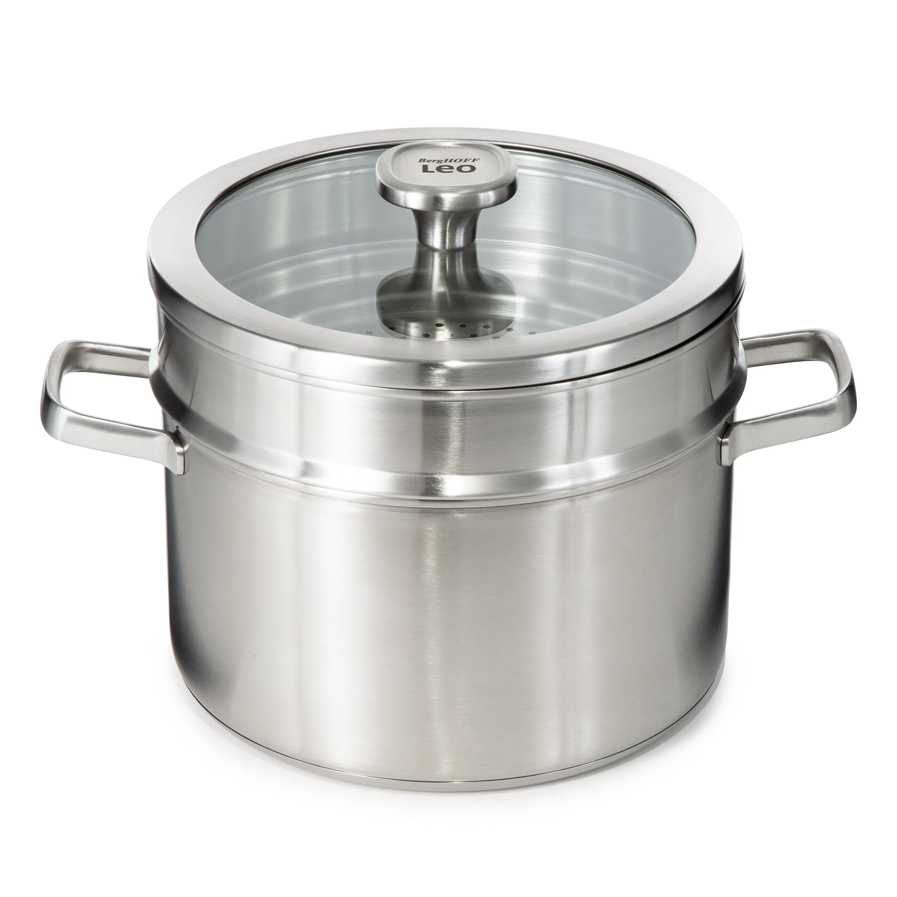 BergHOFF Leo Graphite Recycled 18/10 Stainless Steel Stockpot 10", 6.3qt. With Glass Lid