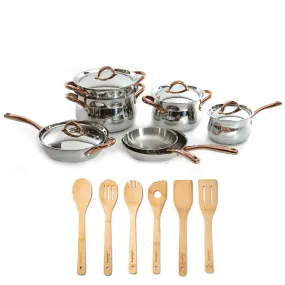 BergHOFF Ouro Gold 17Pc 18/10 Stainless Steel Cookware Set, SS Lids