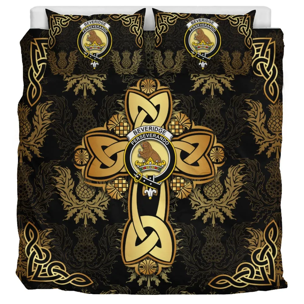 Beveridge Clan Bedding Sets Gold Thistle Celtic Style