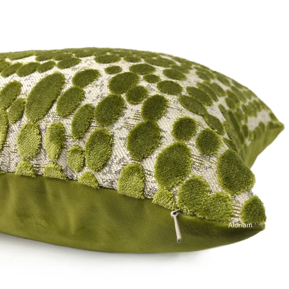 Beverly Green Cut Velvet Dots Pillow Cover