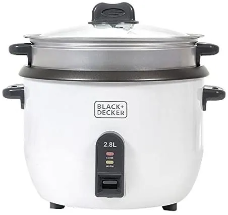 Black Decker, 1100W, 2.8 L 11 Cup Rice Cooker, White, RC2850