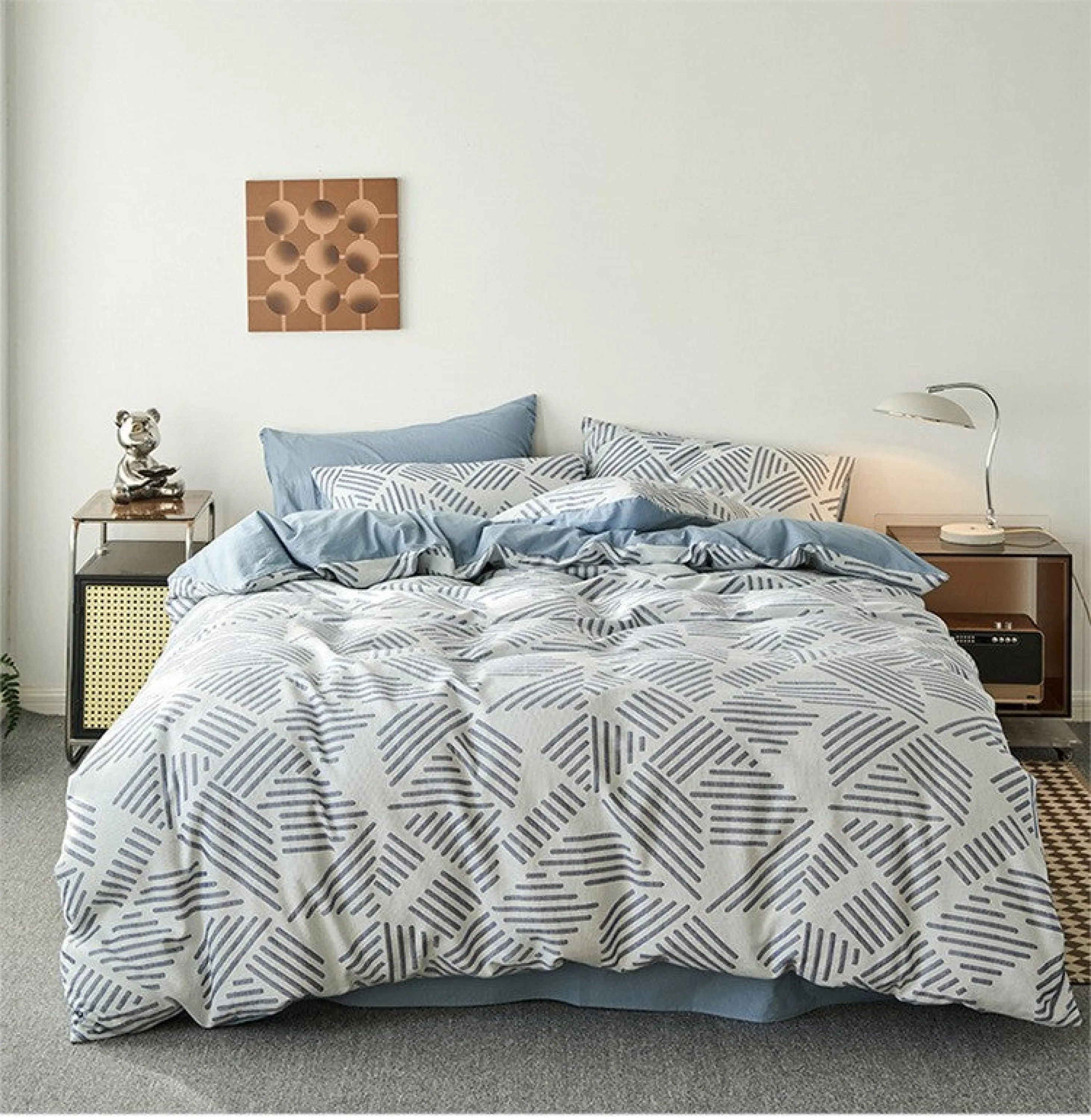 Boho Striped Bedding Set / Gray