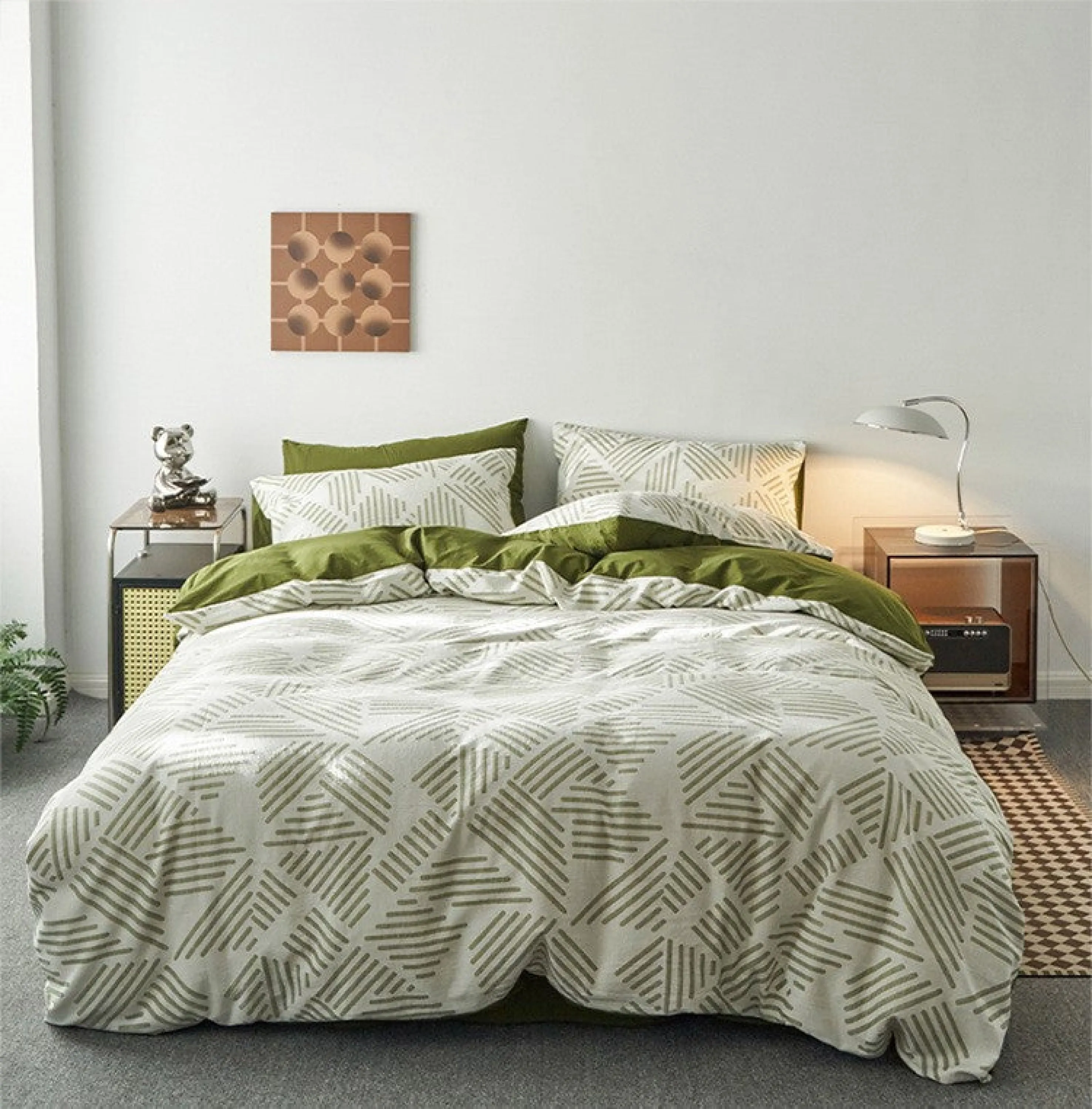 Boho Striped Bedding Set / Gray