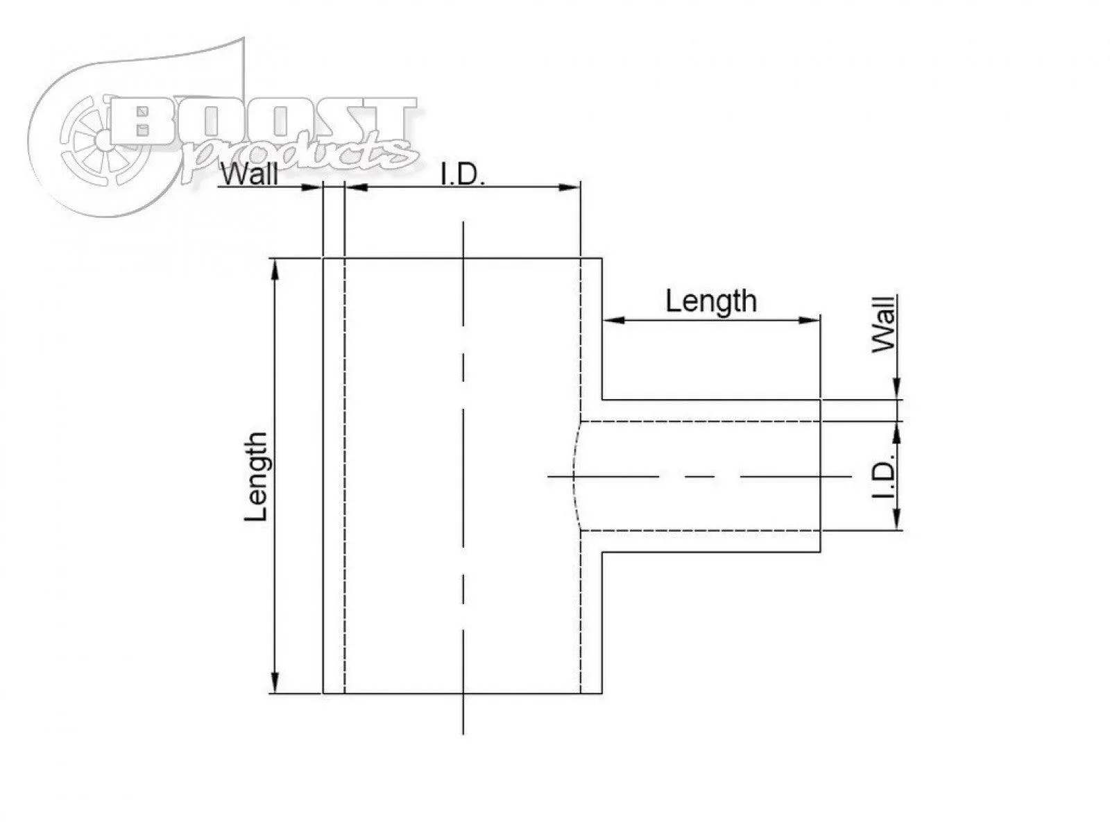 BOOST Products Silicone T-piece Adapter 60mm (2-3/8") ID / 25mm (1") Branch ID / Black