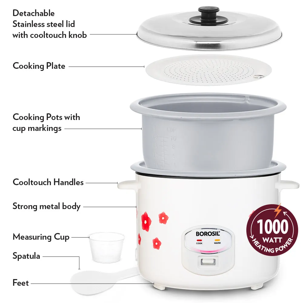 Borosil Pronto Dual Electric Rice Cooker, 2.8L