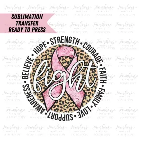 Breast Cancer Awareness Pink Ribbon Ready to Press Sublimation Transfer