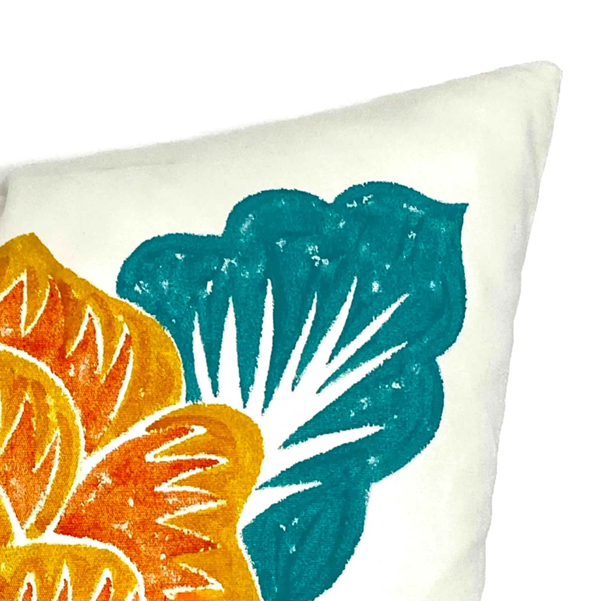 Bright Hand-Painted Floral Throw Pillow Cover 20x20