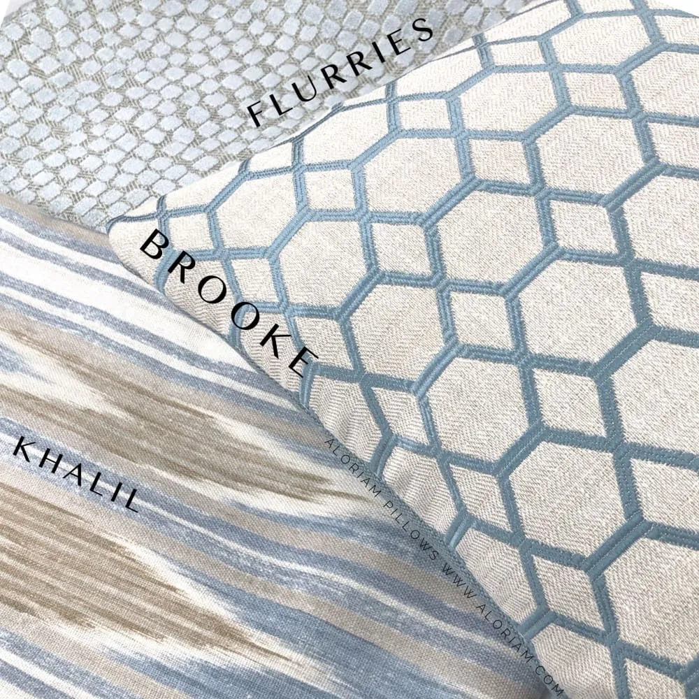 Brooke Blue Geometric Interlocked Hexagons Pillow Cover (Fabric by the Yard available)