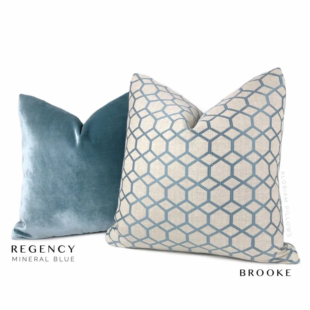 Brooke Blue Geometric Interlocked Hexagons Pillow Cover (Fabric by the Yard available)