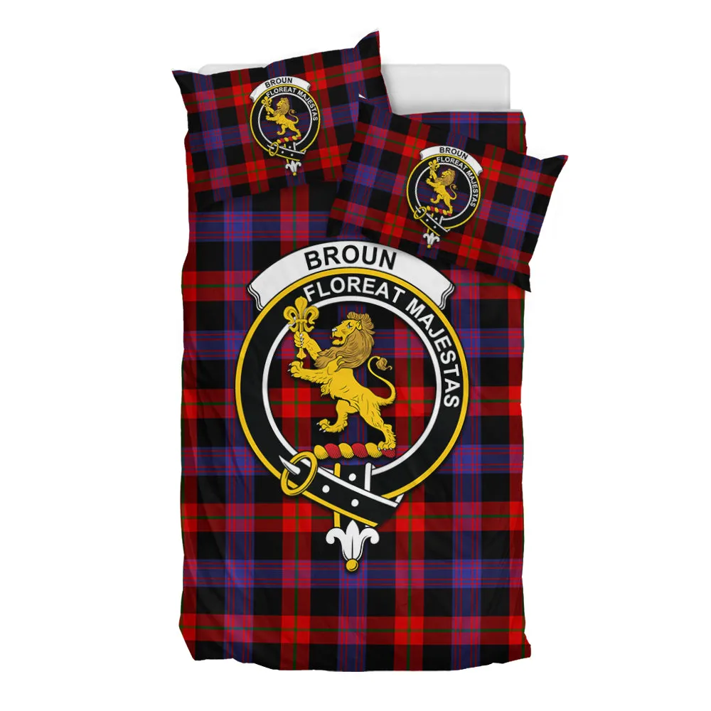 Broun Modern Tartan Bedding Set with Family Crest