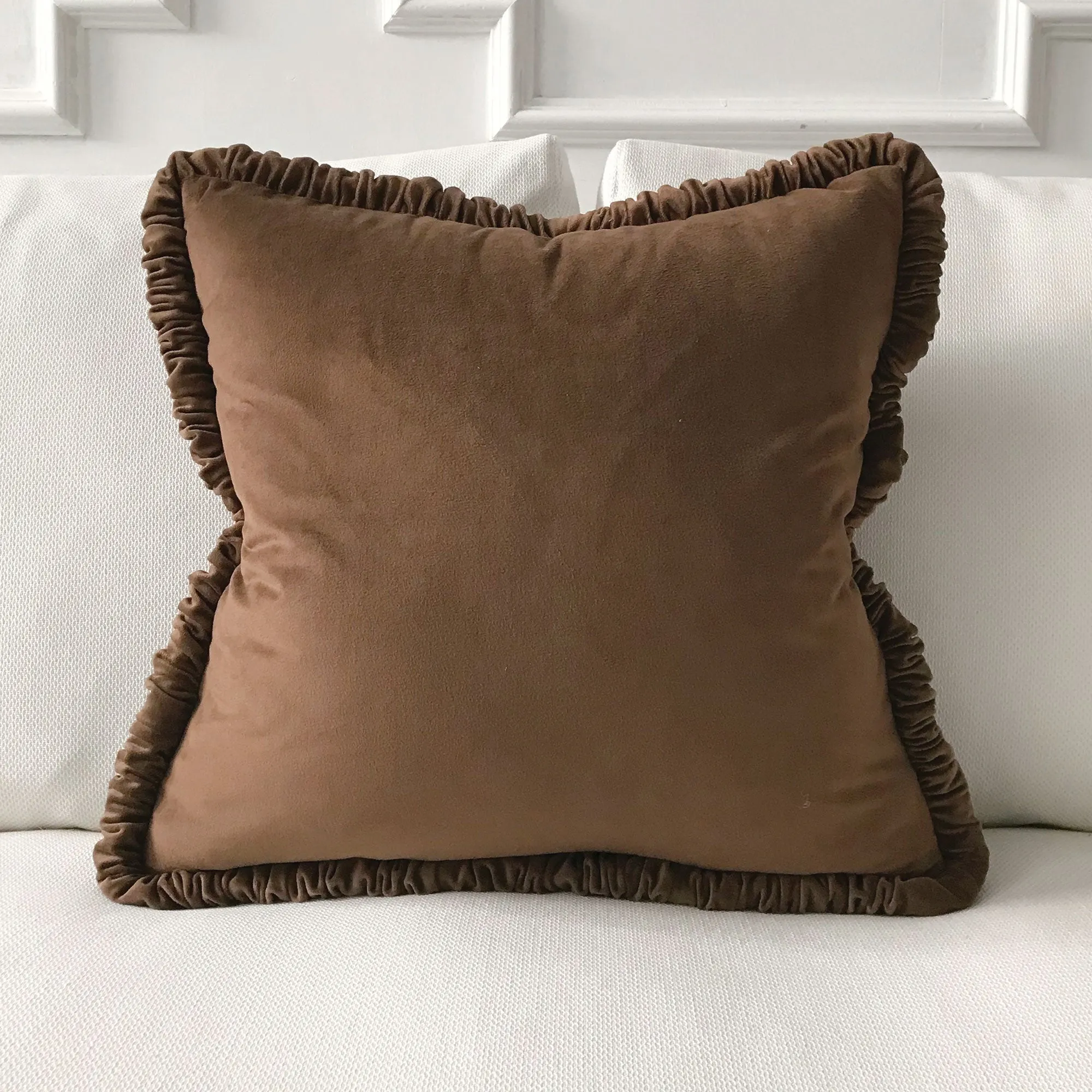 Chocolate Velvet Throw Pillow Cover 20x20