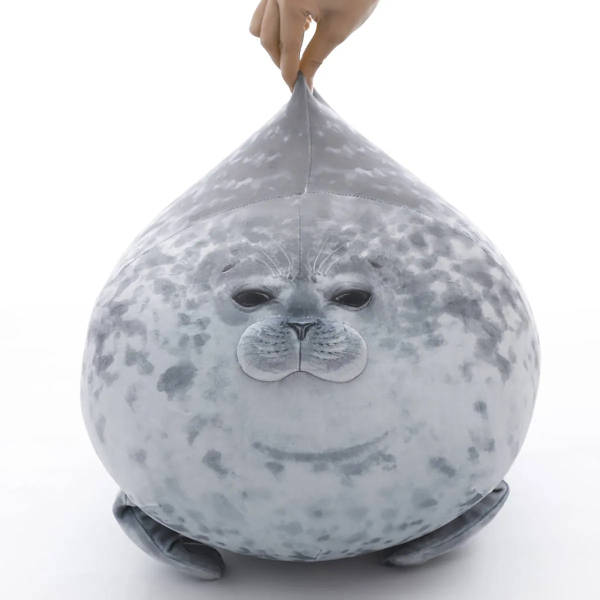 Chubby Blob Seal Pillow Plush Animal Toy Stuffed Seal Plushie Cotton Cute Pillow Gray