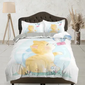 Chubby Cute Cat Bedding, Duvet Cover Set & Pillowcase, Zipper Bedding, Dorm Bedding, Teens Adult Duvet King Queen Full Twin Single