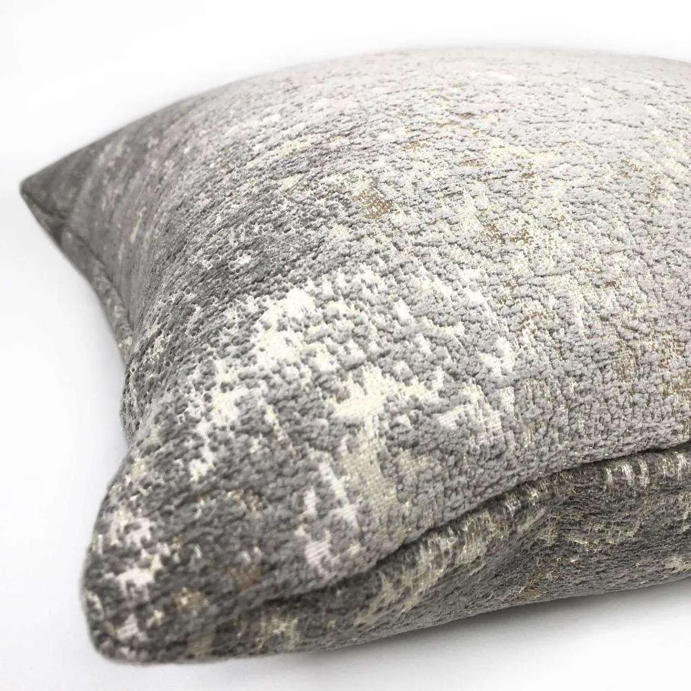 (CLEARANCE) Ainsley Dove Gray Silver Patina Abstract Texture Pillow Cover