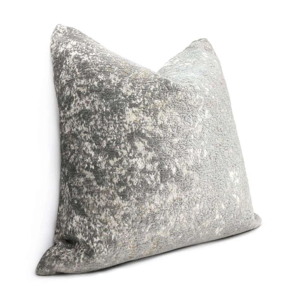 (CLEARANCE) Ainsley Dove Gray Silver Patina Abstract Texture Pillow Cover