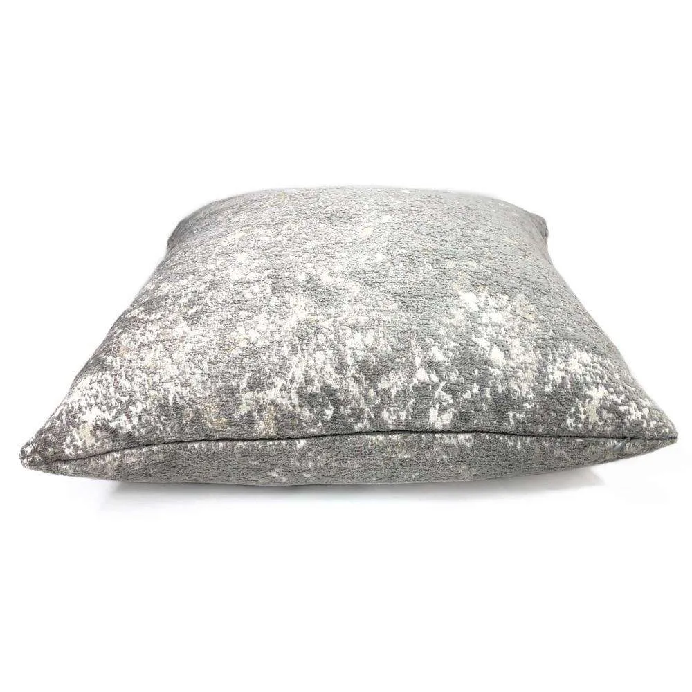 (CLEARANCE) Ainsley Dove Gray Silver Patina Abstract Texture Pillow Cover