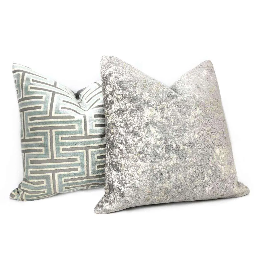 (CLEARANCE) Ainsley Dove Gray Silver Patina Abstract Texture Pillow Cover