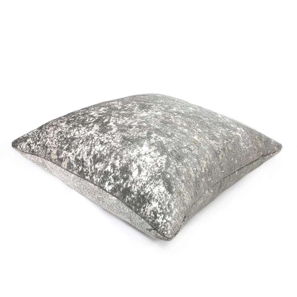 (CLEARANCE) Ainsley Dove Gray Silver Patina Abstract Texture Pillow Cover