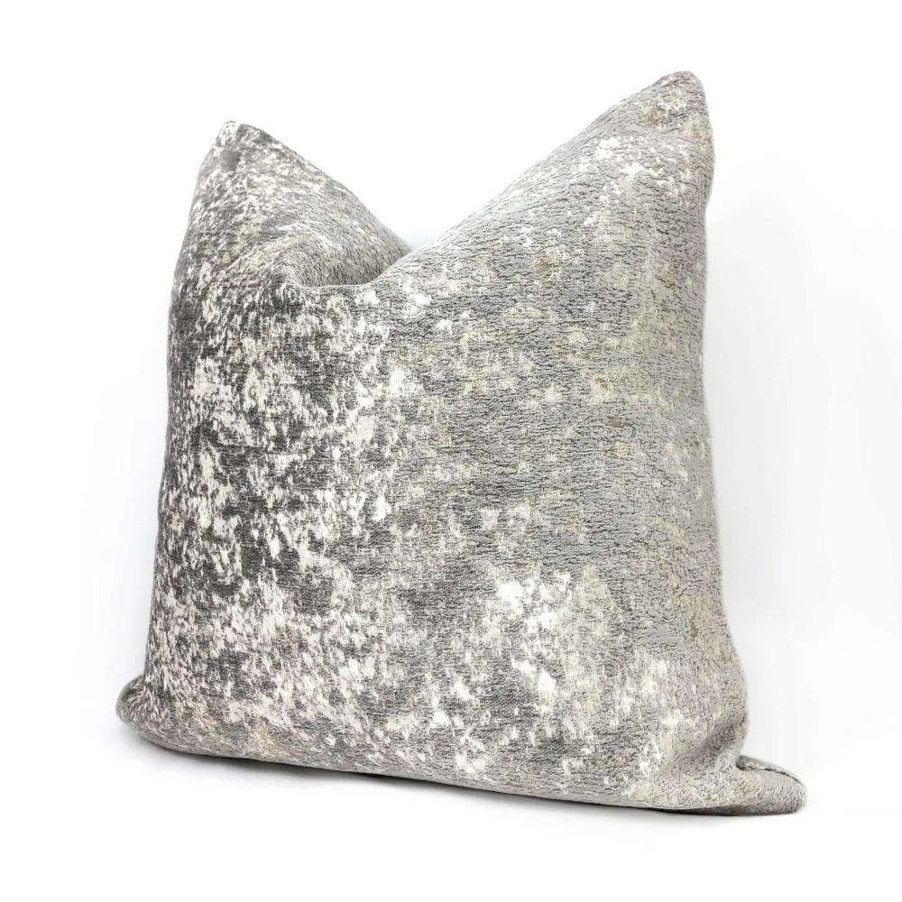 (CLEARANCE) Ainsley Dove Gray Silver Patina Abstract Texture Pillow Cover