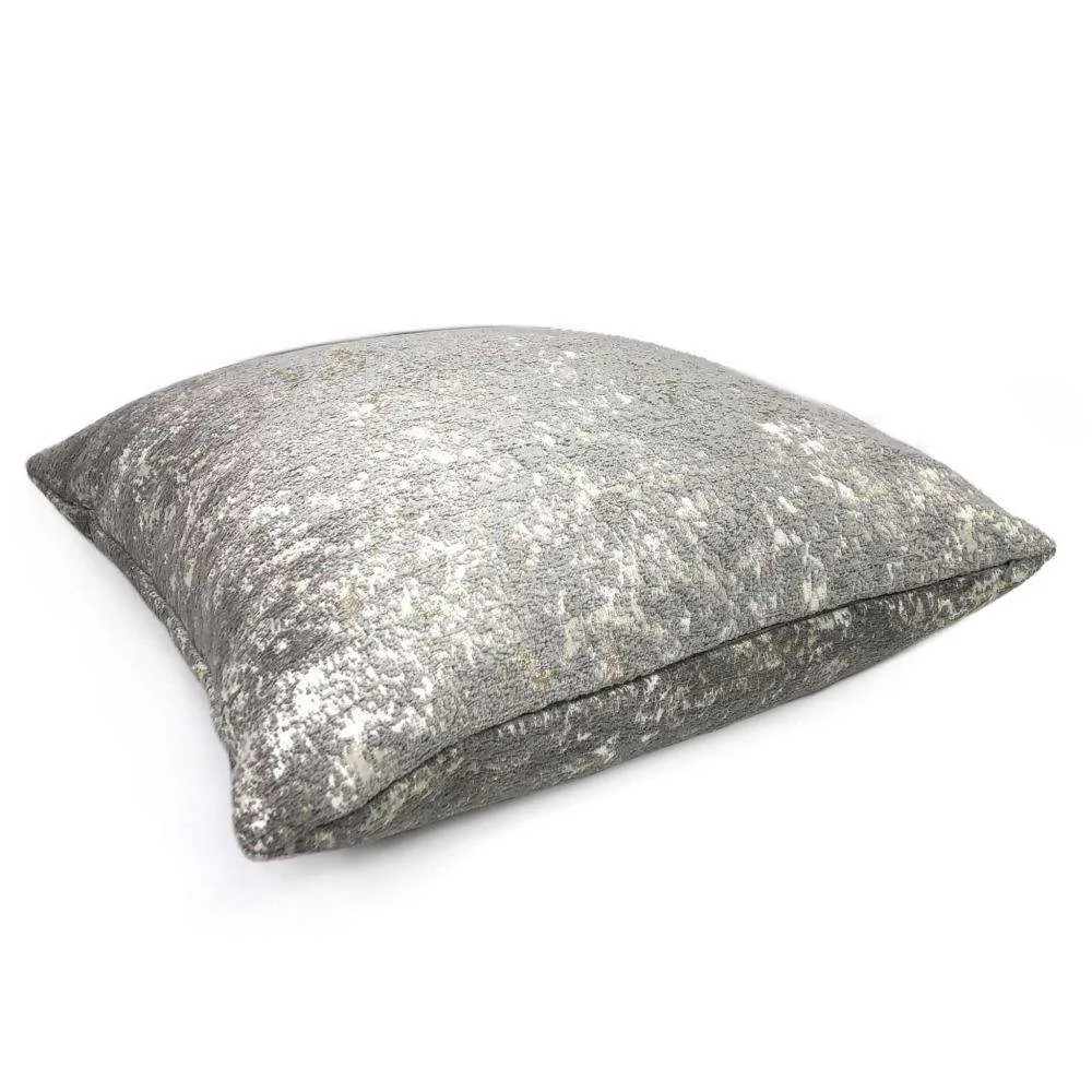 (CLEARANCE) Ainsley Dove Gray Silver Patina Abstract Texture Pillow Cover