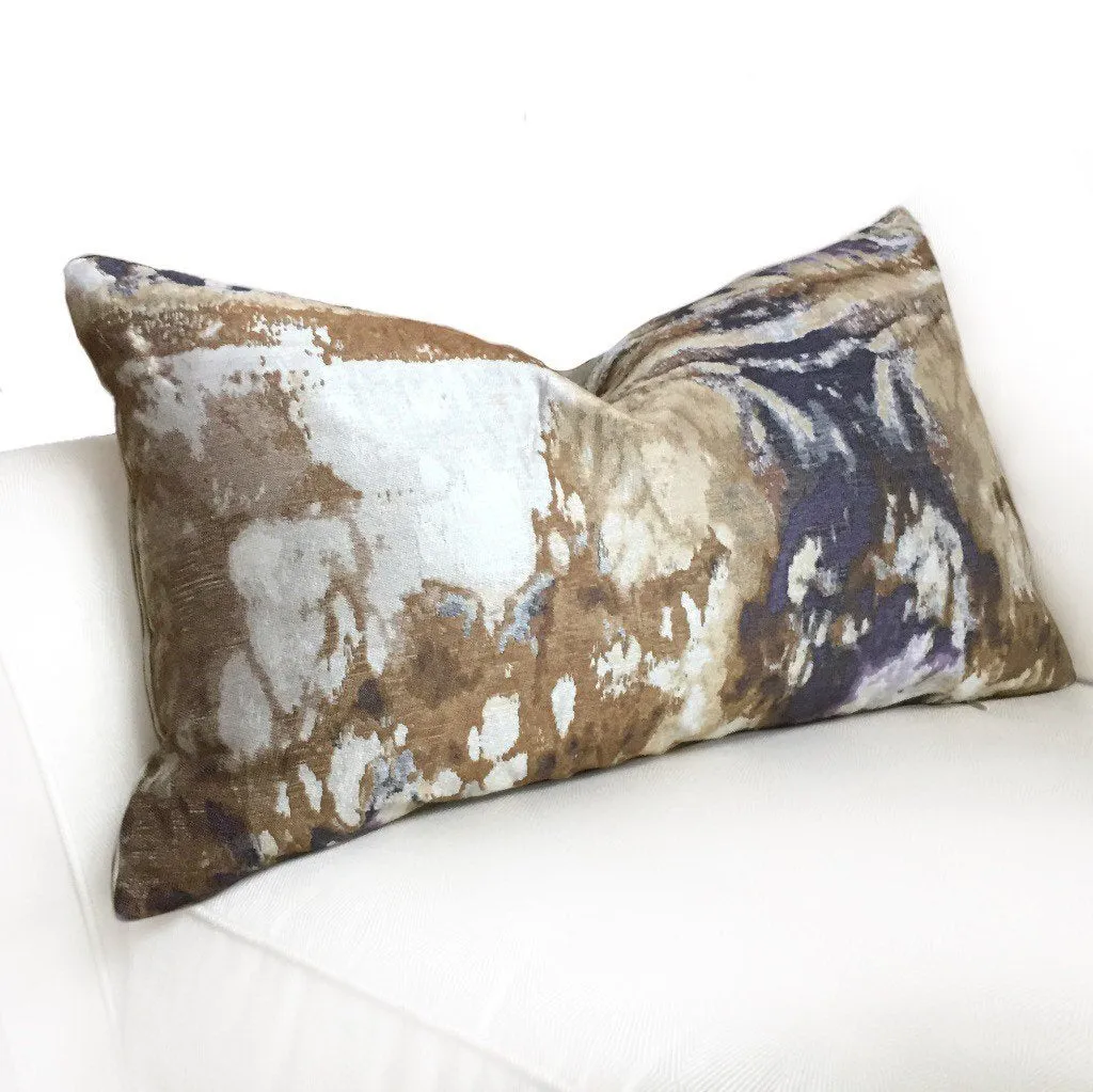 (CLEARANCE) Modern Abstract Marble Geology Beige Brown Purple Pattern Pillow Cover l