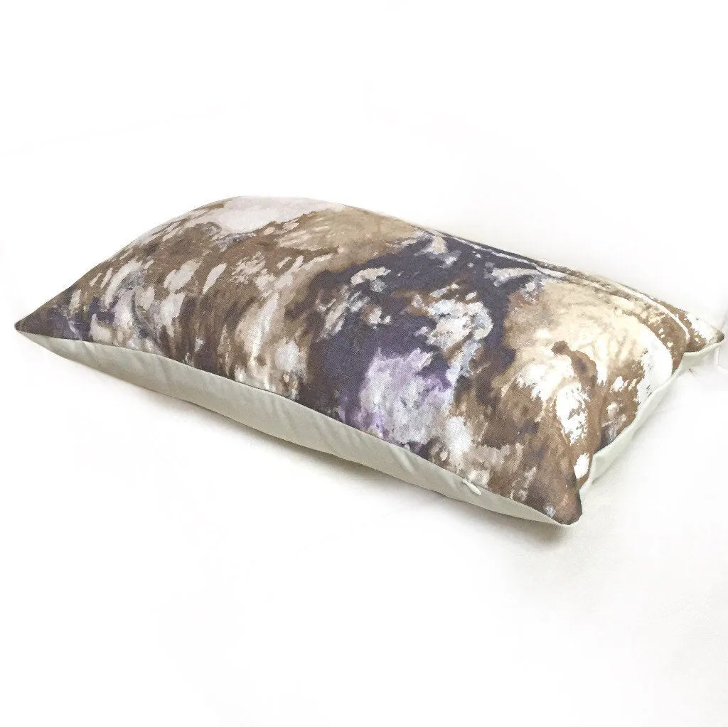 (CLEARANCE) Modern Abstract Marble Geology Beige Brown Purple Pattern Pillow Cover l