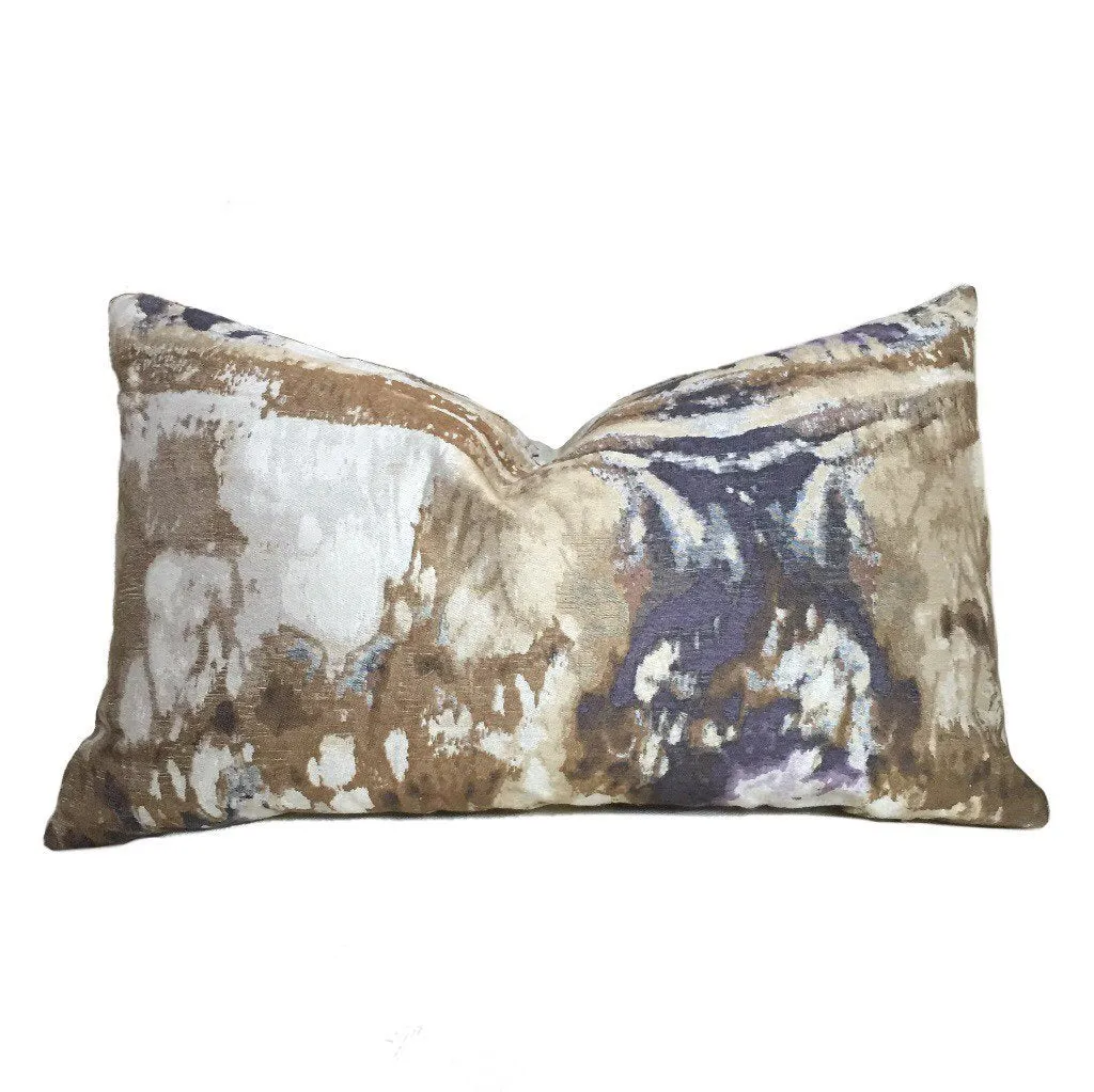 (CLEARANCE) Modern Abstract Marble Geology Beige Brown Purple Pattern Pillow Cover l