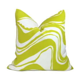 (CLEARANCE) Trina Turk Schumacher Carmel Coastline Sulfur Citron Yellow White Indoor Outdoor Pillow Cover