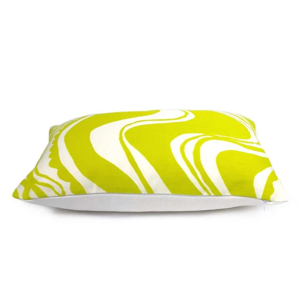 (CLEARANCE) Trina Turk Schumacher Carmel Coastline Sulfur Citron Yellow White Indoor Outdoor Pillow Cover