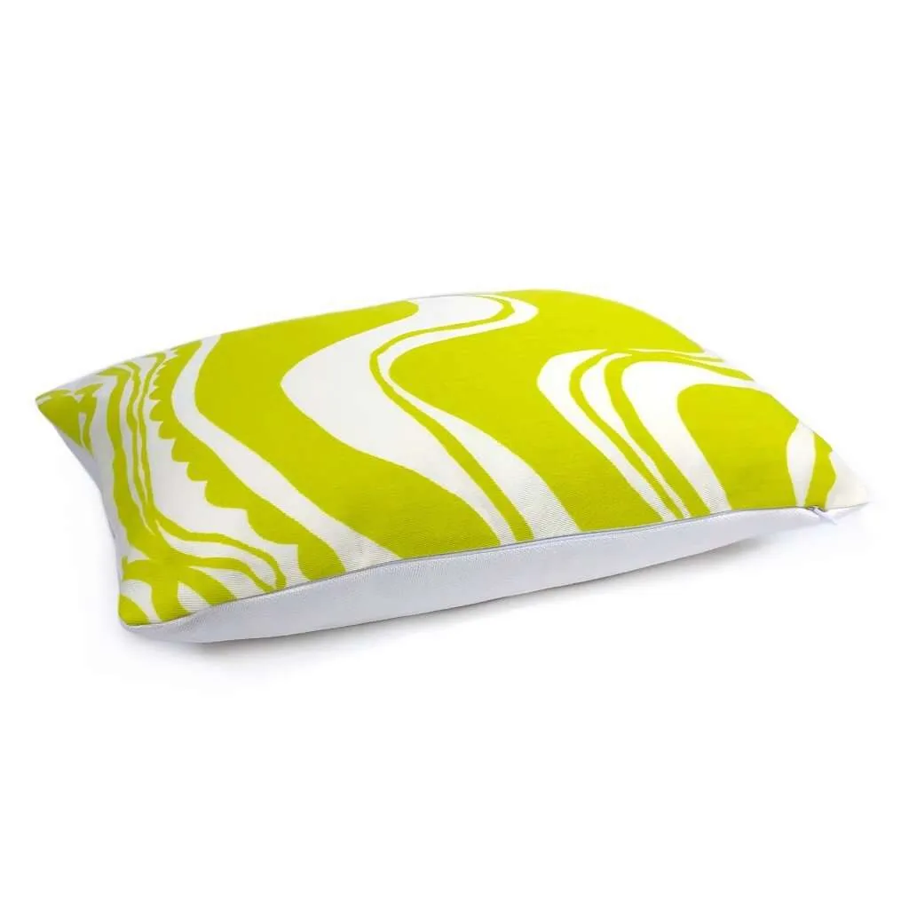 (CLEARANCE) Trina Turk Schumacher Carmel Coastline Sulfur Citron Yellow White Indoor Outdoor Pillow Cover