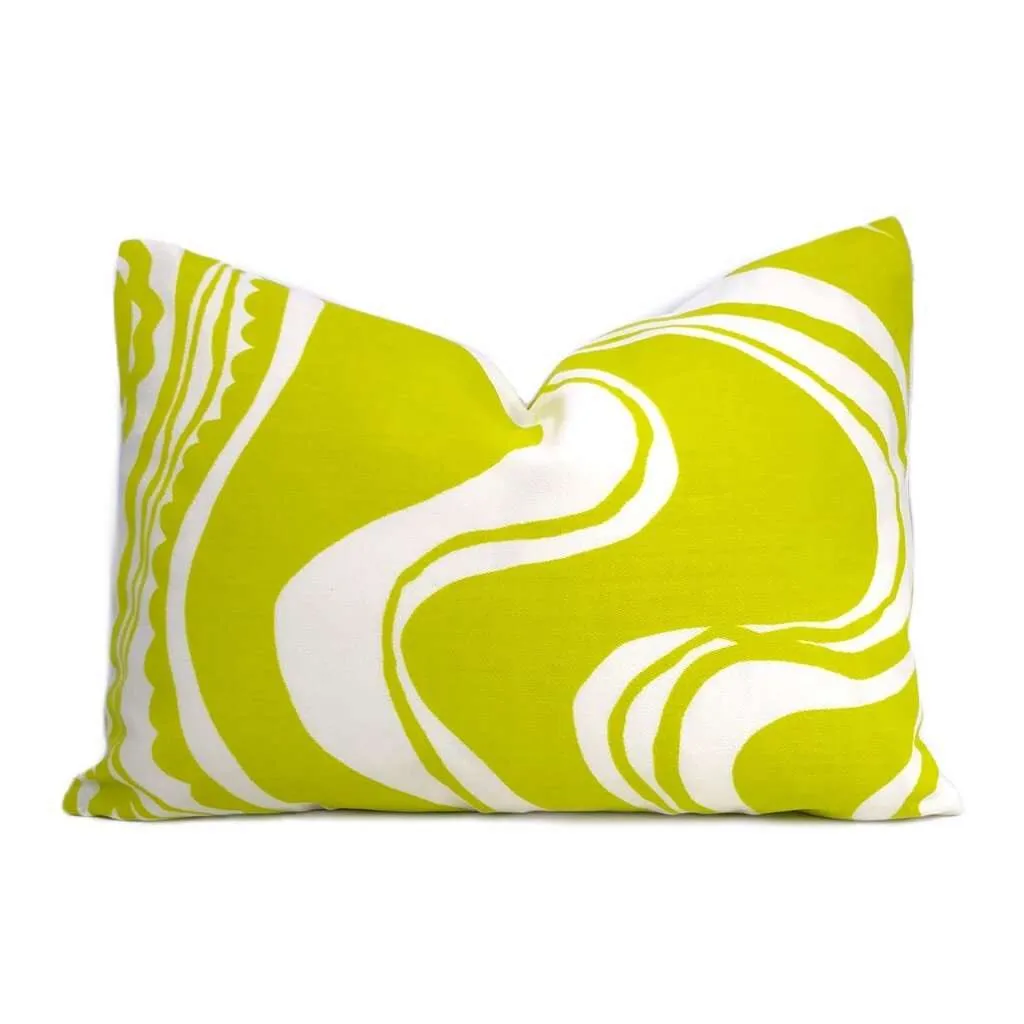 (CLEARANCE) Trina Turk Schumacher Carmel Coastline Sulfur Citron Yellow White Indoor Outdoor Pillow Cover