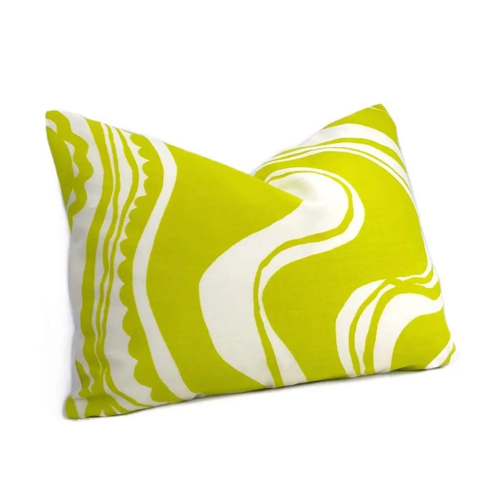 (CLEARANCE) Trina Turk Schumacher Carmel Coastline Sulfur Citron Yellow White Indoor Outdoor Pillow Cover