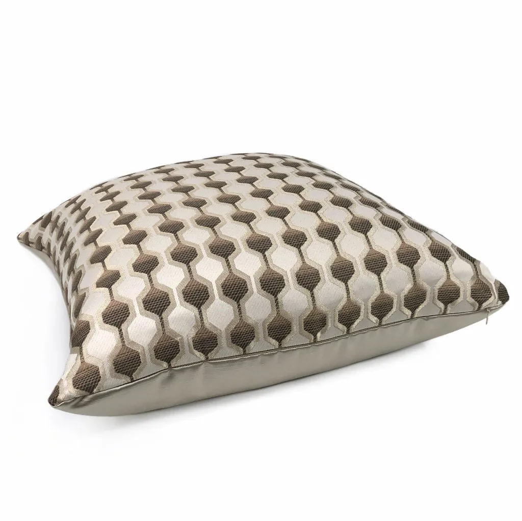 Conrad Geometric Hexagon Brown Beige Pillow Cover