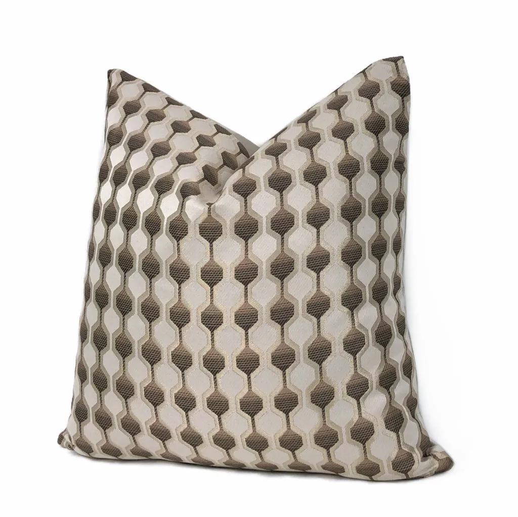 Conrad Geometric Hexagon Brown Beige Pillow Cover