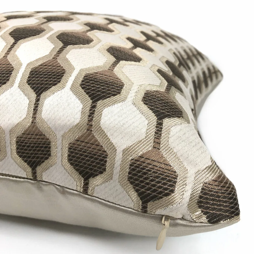 Conrad Geometric Hexagon Brown Beige Pillow Cover