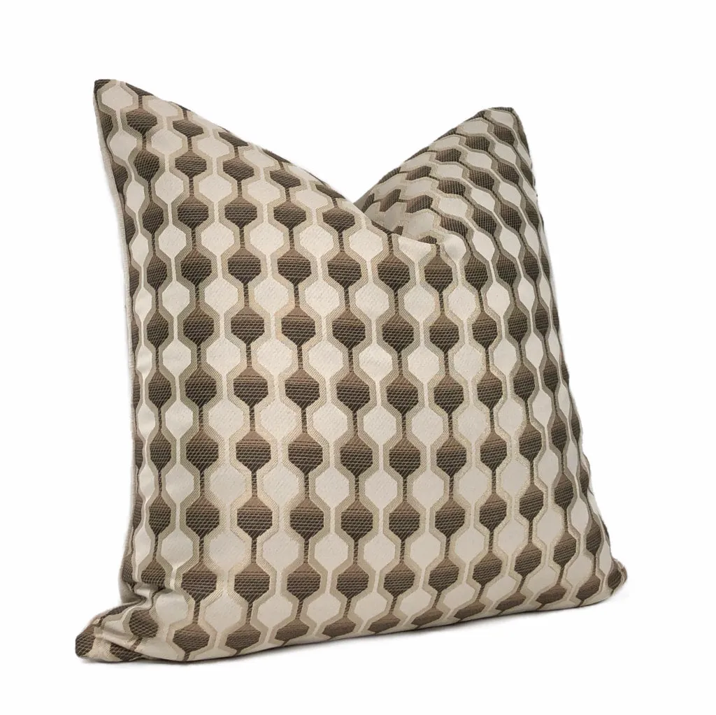 Conrad Geometric Hexagon Brown Beige Pillow Cover