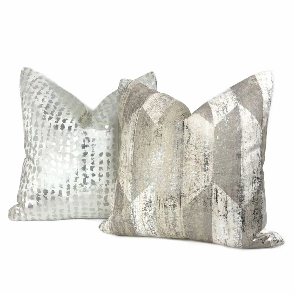 Cooper Silver Glazed Taupe Hexagon Pillow Cover