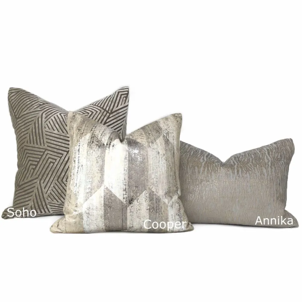 Cooper Silver Glazed Taupe Hexagon Pillow Cover