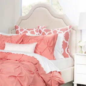 Coral Valencia Pintuck Duvet Cover