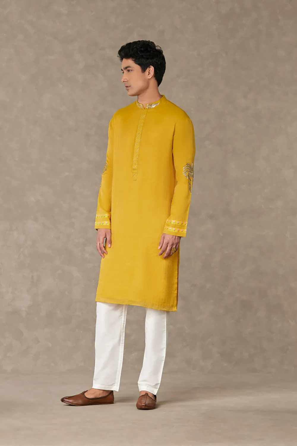 Corn Yellow Shajara Kurta Sets