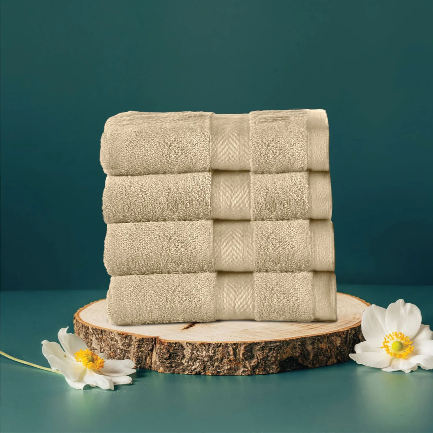 Cotton Face Towel Pack of 4 Soft Feel, Quick Dry, Highly Absorbent Durable Towels