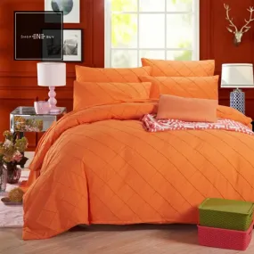 Cross Pleated Duvet Set Orange