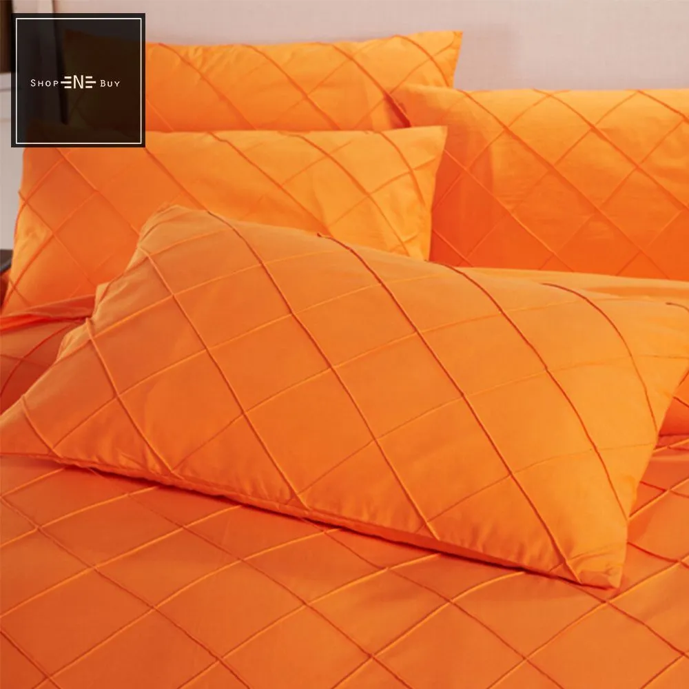 Cross Pleated Duvet Set Orange