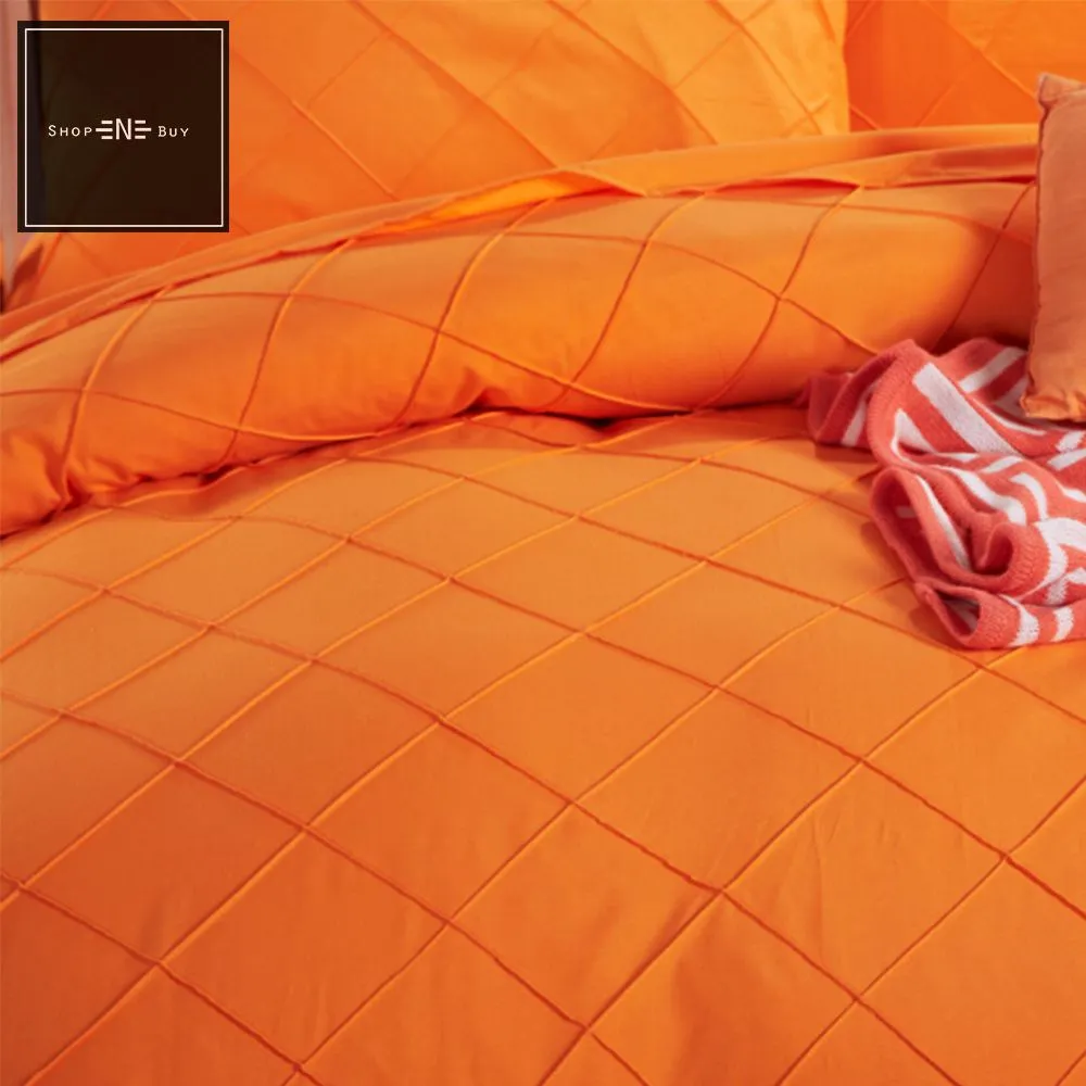 Cross Pleated Duvet Set Orange